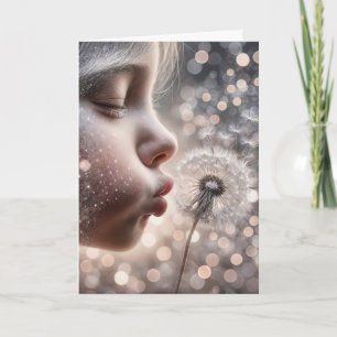 Tarjeta Chica de cumpleaños con semillas de Dandelion