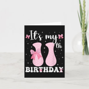 Tarjeta Chica de cumpleaños Coquette Rosa Bow de 11 años d