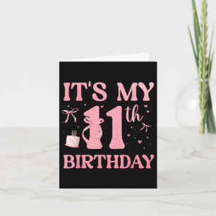 Tarjeta Chica de cumpleaños Coquette Rosa Bow de 11 años d