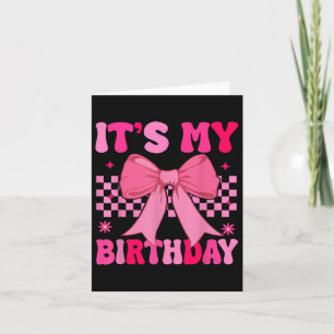 Tarjeta Chica de cumpleaños Coquette rosa Estética Bow Gir