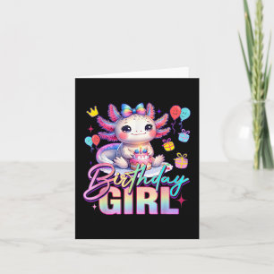 Tarjeta Chica de cumpleaños Cute Axolotl Birthday Party Ki