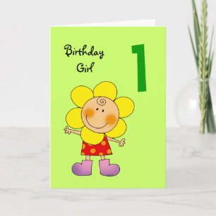 Tarjeta chica de cumpleaños de 1 año