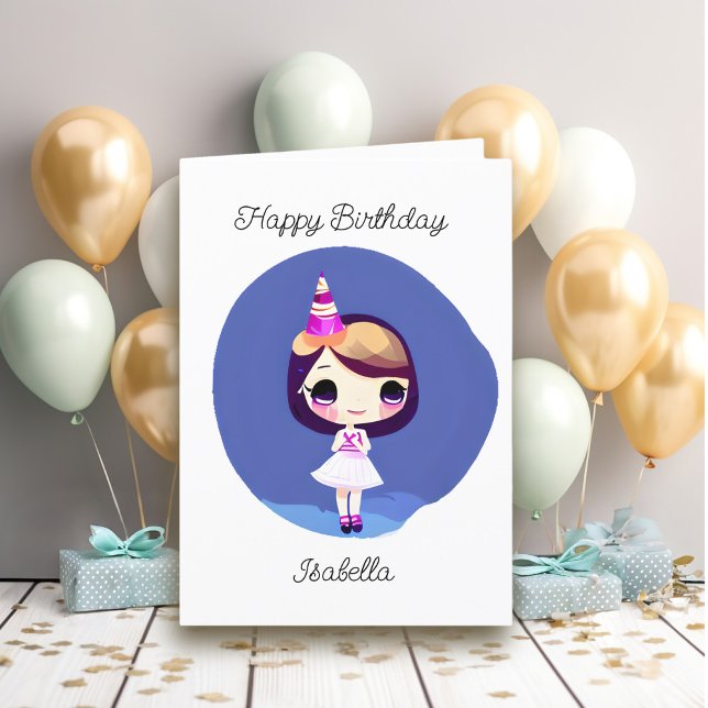 Tarjeta Chica de cumpleaños de Anime Bonito personalizada (Subido por el creador)