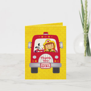 Tarjeta Chica de cumpleaños de Fire Truck v1