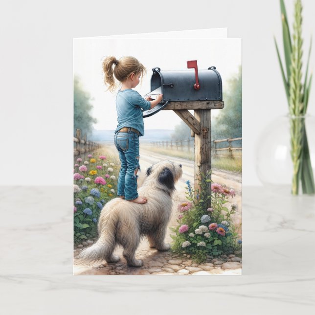 Tarjeta Chica De Cumpleaños Enviando Un Sobre (Anverso)