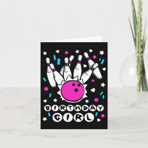 Tarjeta Chica de cumpleaños Fiesta de boliche Guay niños a