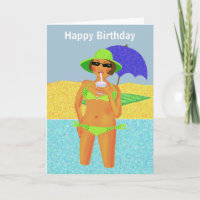 Chica de cumpleaños Green Polka dot bikini beach