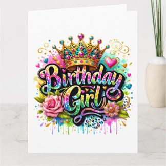 Tarjeta Chica de cumpleaños real colorida