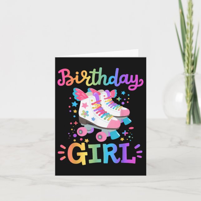 Tarjeta Chica de cumpleaños Rolling Skates Roller Skater K (Anverso)