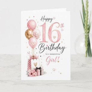 Tarjeta Chica de Cumpleaños Sweet 16 Elegante
