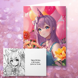 Tarjeta Chica de cumpleaños temática de Anime