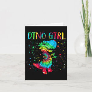 Tarjeta Chica de dinosaurios Amante de dinosaurios Tie Dye