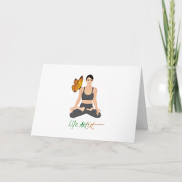 Tarjeta Chica de eslogan de artista del yoga Lotus Pose ma