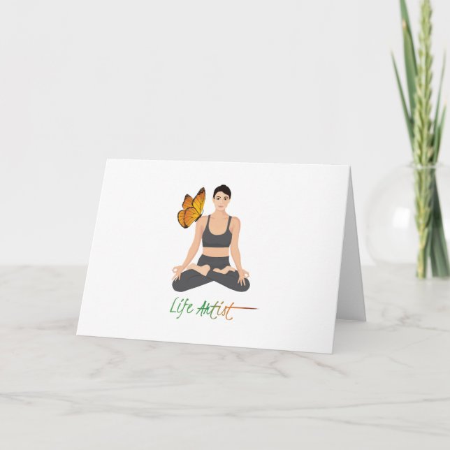 Tarjeta Chica de eslogan de artista del yoga Lotus Pose ma (Anverso)