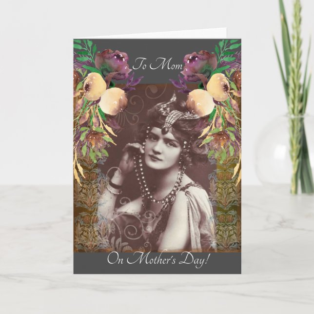 Tarjeta Chica de Fiesta de época sobre tapices victorianos (Anverso)