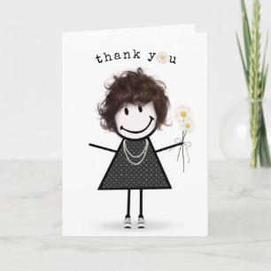 Tarjeta Chica de Figura de Palo de Gracias con Margaritas