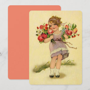 Tarjeta Chica de flor de primavera vintage