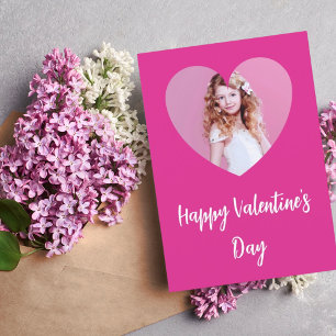 Tarjeta Chica de foto rosa caliente del día de San Valentí