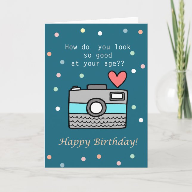 Tarjeta Chica de Fotógrafo de Cámara Cuta de Cumpleaños di (Anverso)