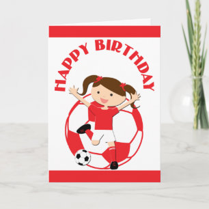Tarjeta Chica de fútbol 1 y rojo y blanco de bola
