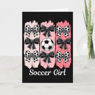 Tarjeta Chica de fútbol linda coqueta lazo chica de fútbol