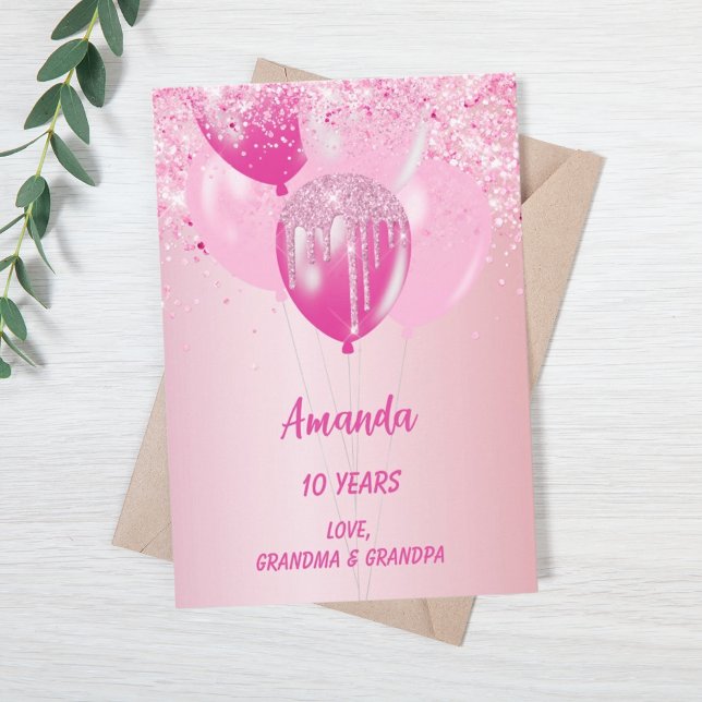 Tarjeta Chica de globos rosados feliz cumpleaños (Subido por el creador)