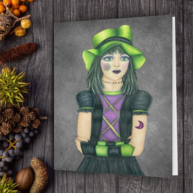 Tarjeta Chica de Gótico espeluznante Gorra verde vestido n (Subido por el creador)