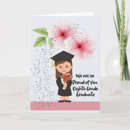 Tarjeta Chica de Graduación de octavo grado con flores