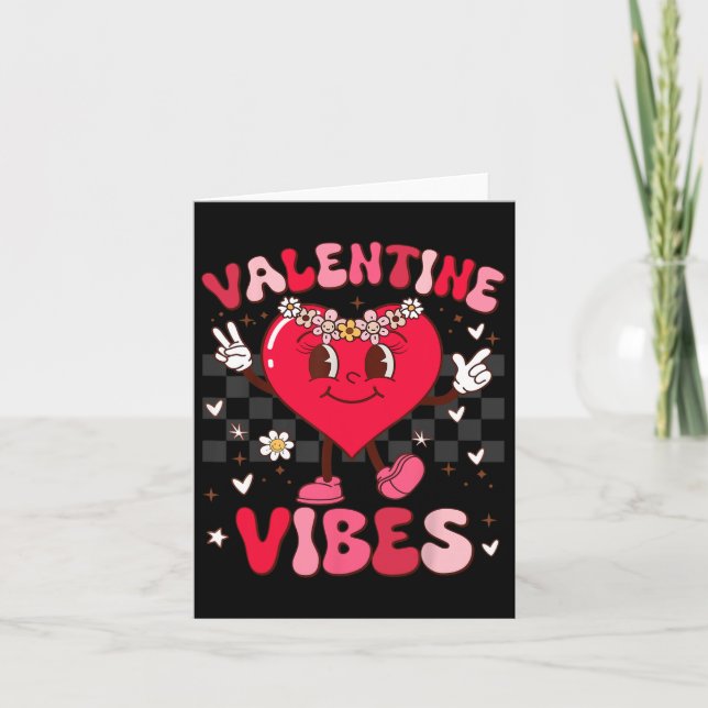 Tarjeta Chica de Groovy Valentine Vibes Mujer Niña Floral  (Anverso)