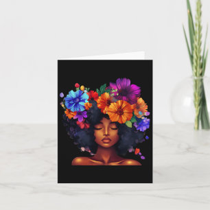 Tarjeta Chica de historia negra mujeres afro flor de pelo 