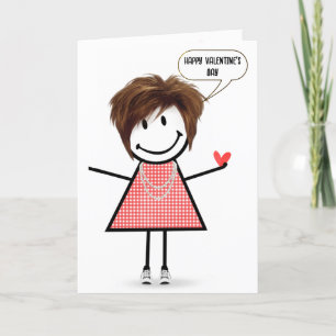 Tarjeta Chica de imágenes de San Valentín con burbuja de v