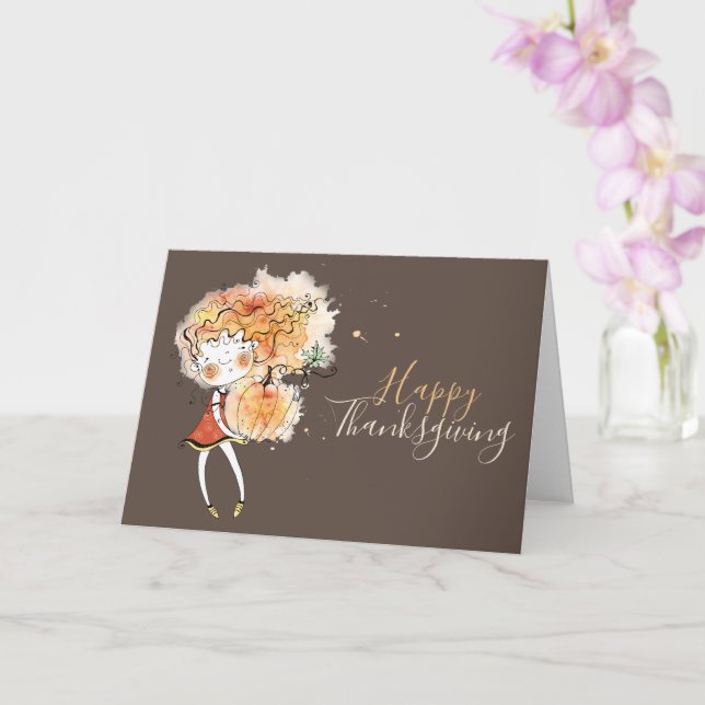 Tarjeta Chica de jengibre con Día de Acción de Gracias de  (Orquídea)