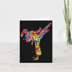 Tarjeta Chica de Karate Colorida Artes Marciales Niños Muj