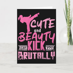 Tarjeta Chica de kickboxing de karate de belleza y lindo f