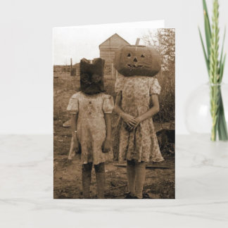 Tarjeta Chica de la calabaza con el saco negro