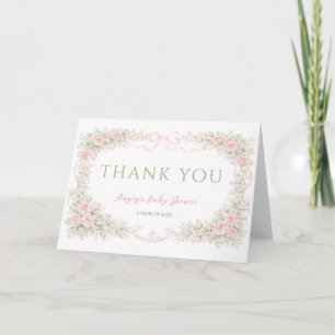 Tarjeta Chica de la ducha de bebé en flor con lazo floral
