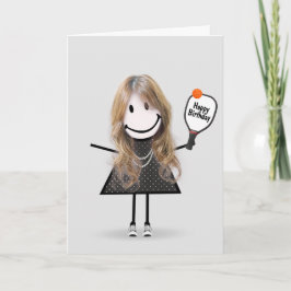 Tarjeta Chica de la Figura de Palo de Pickleball de Cumple