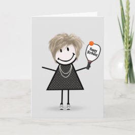 Tarjeta Chica de la Figura de Palo de Pickleball de Cumple