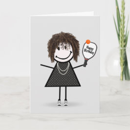 Tarjeta Chica de la Figura de Palo de Pickleball de Cumple