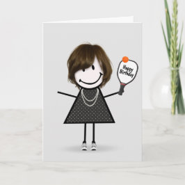 Tarjeta Chica de la Figura de Palo de Pickleball de Cumple
