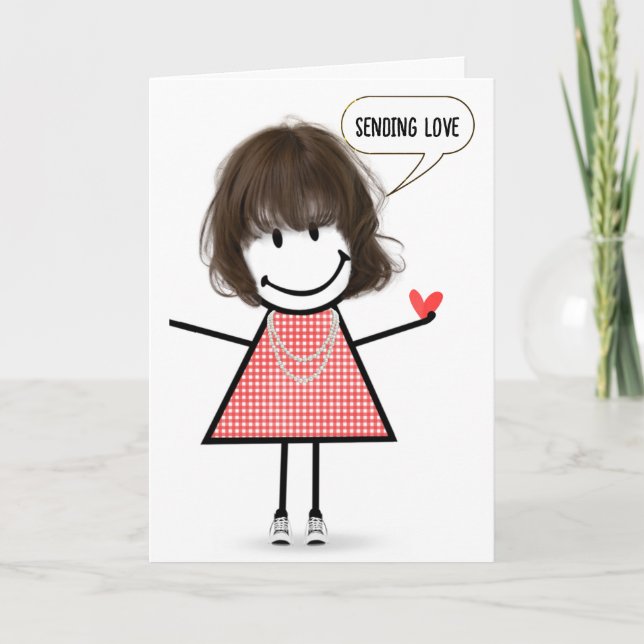 Tarjeta Chica de la figura del palo de cumpleaños con burb (Anverso)