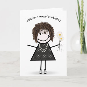 Tarjeta Chica de la figura del palo de cumpleaños con mare
