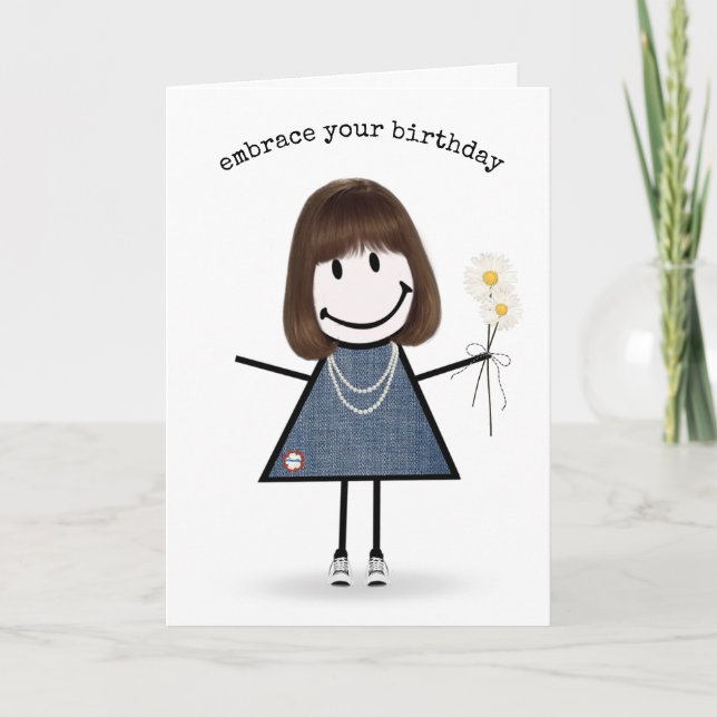 Tarjeta Chica de la figura del palo de cumpleaños con mare (Anverso)