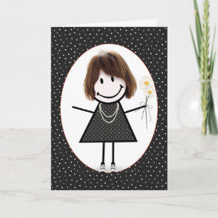 Tarjeta Chica de la figura del palo de cumpleaños con mare