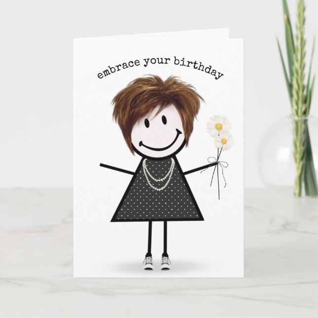Tarjeta Chica de la figura del palo de cumpleaños con mare (Anverso)