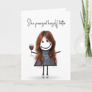 Tarjeta Chica de la figura del palo de cumpleaños con zapa