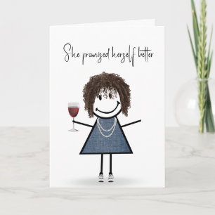 Tarjeta Chica de la figura del palo de cumpleaños con zapa