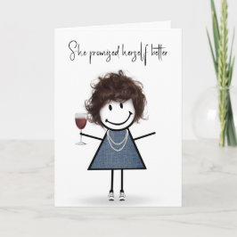 Tarjeta Chica de la figura del palo de cumpleaños con zapa
