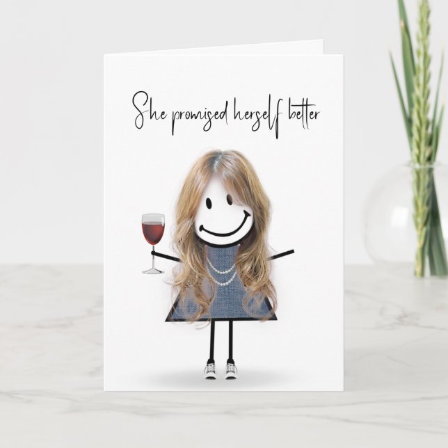 Tarjeta Chica de la figura del palo de cumpleaños con zapa (Anverso)