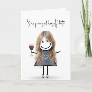 Tarjeta Chica de la figura del palo de cumpleaños con zapa